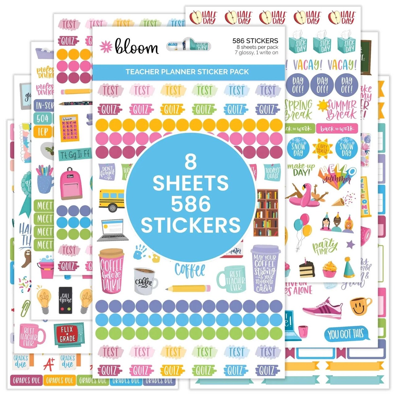 bloom daily planners Sticker Sheets, Teacher Planner Stickers V2
